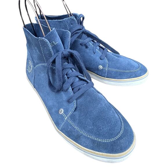Diesel sneakers men's size 9 EU 42 high top leather Sandoka blue Excellent - Picture 1 of 12